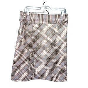 Body Glove Size 9 Brown Plaid A Line Knee Length Skirt Lined Dressy Y2K Button